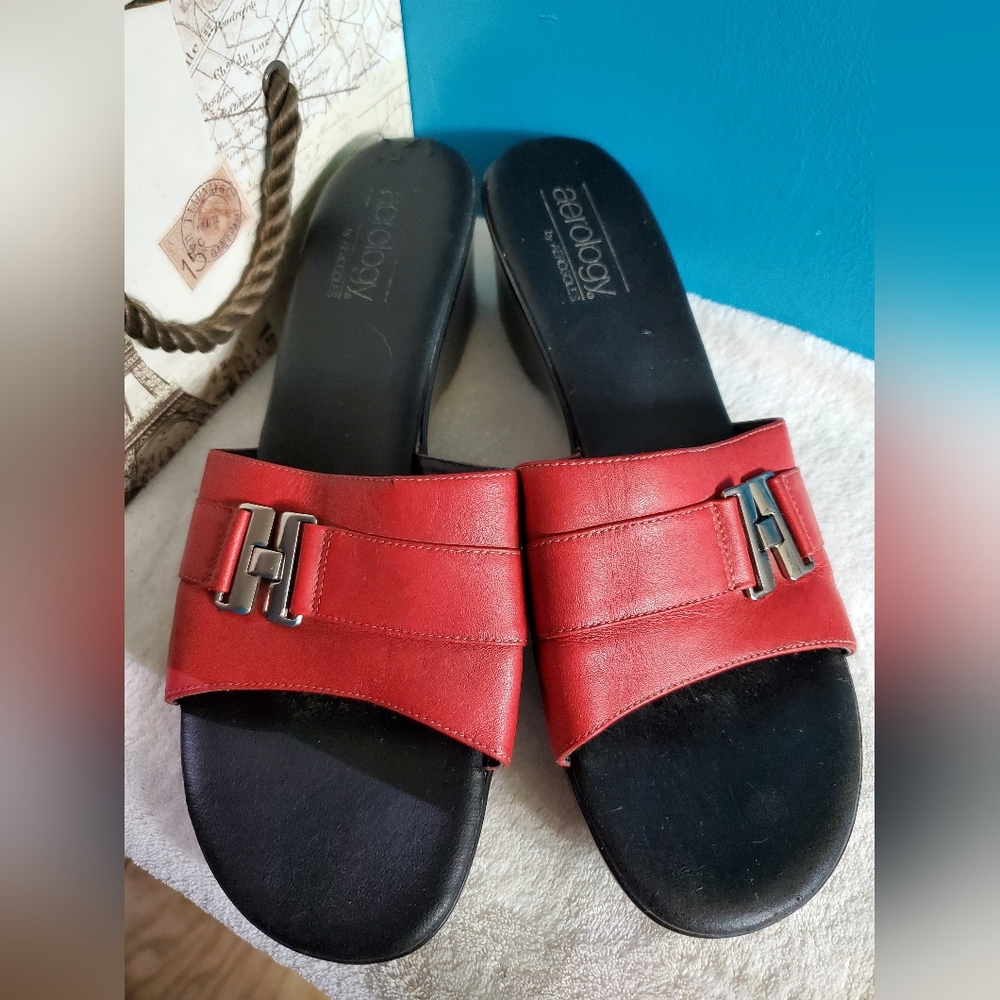 Red Aerology Buckle Shoes